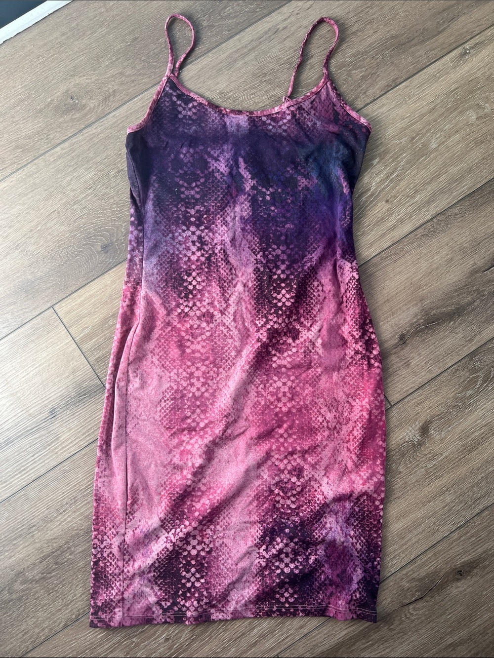 Pink Ombre Snake-Print Slip Dress